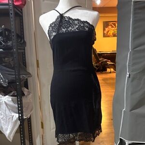 Intimately Free People NWOT Elegant Black Lace Halter Dress Sz S